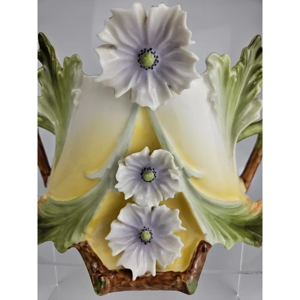 Art Nouveau Style Sculptural Floral Vase‎ Relief Sculptural Gorgeous!!